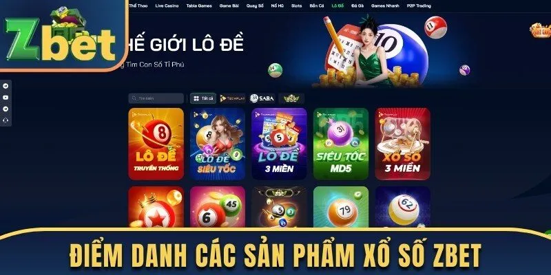 Điểm danh các sản phẩm xổ số Zbet